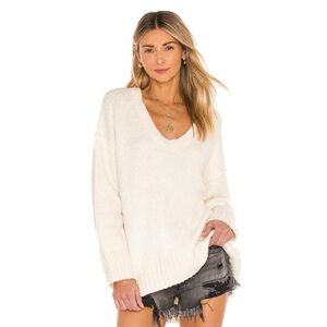 Free People Brookside Oversized Tunic Cream white Sweater, size medium